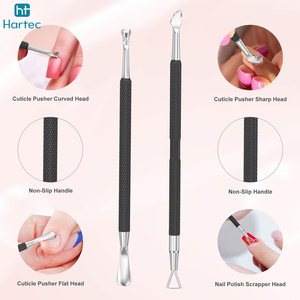 Juego de Empujadores de Cutículas de Acero Inoxidable de Grado Médico con Mango Antideslizante Negro, Herramientas Profesionales de Doble Punta Esterilizables para el Cuidado de las Uñas - Product Image 4
