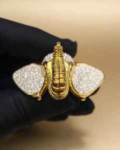 Colgante de Elefante con Incrustaciones de Moissanita VVS, Colgante de Plata 925, Estilo Hip Hop, Colgante de Animal, Colgante de Rapero Bilingüe, Joyería de Buena Suerte - Product Image 5