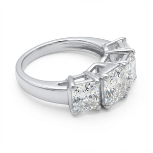 Bague de fiançailles et de mariage unisexe en argent 925 avec trois pierres de moissanite taille octogonale et sertissage à griffes – Cadeau idéal - Product Image 3