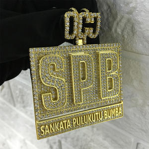 จี้ห้อยคอแบบสั่งทำสไตล์ CONCEPTION สำหรับงานปาร์ตี้ฮิปฮอป  ทำจากเงินแท้ 925 ชุบทอง 10K ประดับเพชรโมอิสซาไนต์ รูปตัวอักษร - Product Image 5