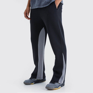 Pantalon de survêtement évasé à double taille pour homme, coupe droite, jambe large, 100% coton - Product Image 4