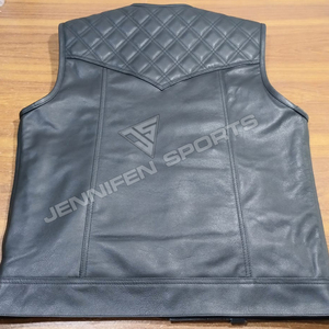 Chaleco de Cuero Genuino de Vaca con Corte de Diamante Personalizado para Hombre, Nuevo Chaleco de Motociclista sin Mangas, Moderno, Casual, para Invierno - Product Image 5