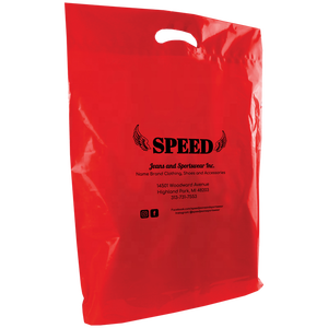 Red Die Cut Handle <b>Plastic</b> Shopping <b>Bags</b> - Product Image 5