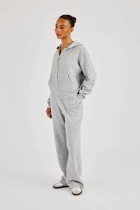 Ensemble de survêtement personnalisé pour femme, sweat à capuche court zippé et pantalon taille haute, gris, décontracté, loungewear, sportswear, vente en gros OEM - Product Image 2