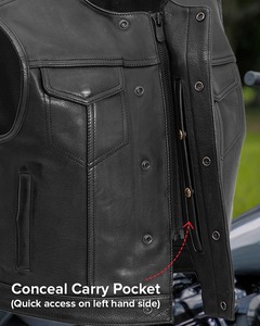 Chaleco de Motociclista de Cuero Genuino Negro Premium para Hombre, Estilo Clásico de Club, Chaqueta sin Mangas con Cierre Frontal Oculto - Product Image 5