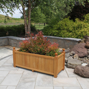 Jardinière d'extérieur moderne et minimaliste en bois de teck avec trou de drainage, résistante à la rouille, pour un design haut de gamme de jardin et d'hôtellerie - Product Image 3