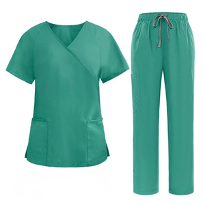 Women Green <b>Scrub</b> Set V-Neck Top With Pockets And Drawstring Pants Hospital <b>Uniforms</b> - Product Image 4