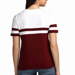 Camiseta Casual de Manga Corta con Cuello Redondo, Tejida, con Bloques de Color en Contraste y Rayas, Corte Regular - Product Image 2