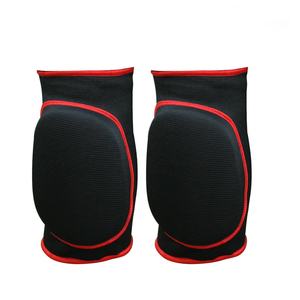 Genouillères rembourrées personnalisées noires et rouges pour le volleyball et le basketball, protection contre les chocs, compression élastique, protège-genoux - Product Image 1