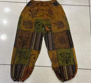 กางเกงฮาเร็มผ้าฝ้ายระบายอากาศดีไซน์ใหม่สำหรับฤดูร้อน แต่งผ้าแบบแพทช์เวิร์ค ทรง unisex มีเชือกผูกเอว เอวสูง ฟรีไซส์สำหรับผู้ใหญ่ - Product Image 4