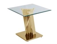 Vente en gros de table basse élégante en acier inoxydable Z table centrale rectangulaire table d'appoint en verre trempé pour la maison hôtel