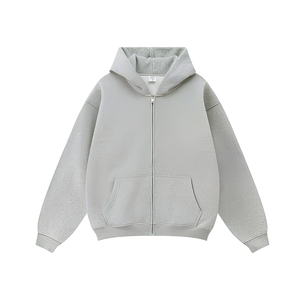 Sudadera con capucha de forro polar personalizada, extragrande, con cremallera, efecto lavado, bordada, para hombre, estilo streetwear. - Product Image 5