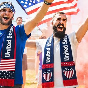 Écharpe longue décontractée pour homme en polyester respirant et écologique, avec logo personnalisé de l'Équipe Nationale de Football des États-Unis, imprimé numérique uni - Product Image 2