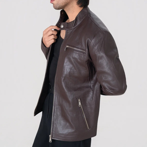 Icon by Gilani <b>Men</b>’s Chocolate <b>Brown</b> Biker <b>Leather</b> <b>Jacket</b> - Product Image 3