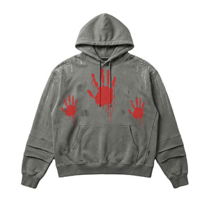 Sudadera con Capucha Extra Grande Personalizada OEM para Hombre, Diseño de Huella de Mano, 100% Algodón, Felpa Francesa, Bolsillo Frontal con Logotipo, Tejido de Punto para Otoño - Product Image 4