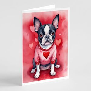 Whimsical Boston Terrier การ์ดอวยพร A7วาเลนไทน์ของฉันแพ็คการ์ดเปล่า8ใบพร้อม5x7ขนาดซองจดหมาย - Product Image 1