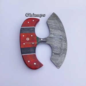 Couteau de cuisine Ulu en acier Damas, couteau à désosser de chef, écologique, style vintage, réglable, pour droitiers et gauchers, luxe, manche en Pakka - Product Image 5