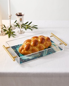 Elegante Bandeja de Servicio y Exhibición de Acrílico Plástico Duradero con Diseño de Animales y Asas para Artículos Rituales Judíos - Product Image 5