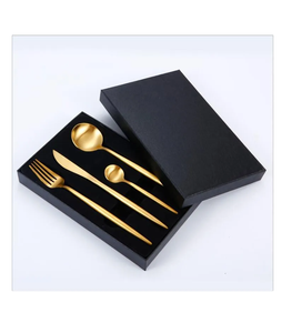 Brass Cutlery Spoon Flatware <b>Sets</b> With <b>Black</b> Box Packing Gifts for Kitchenware and Restaurants Partyware Spoon - Product Image 3