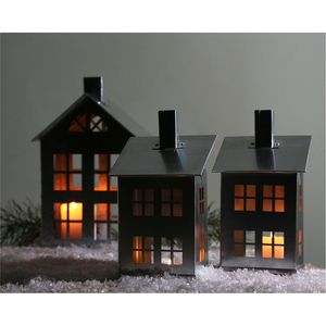 Modern Metal House Candle Holder <b>Set</b> - Decorative Tealight <b>Lantern</b> for Home Decor - Industrial Iron Votive Holder Wholesale - Product Image 2