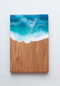 Plateau en bois époxy personnalisé avec base en bois massif – Plateau de service alimentaire fait main pour restaurants et décoration intérieure - Product Image 4