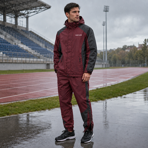 Chándal Deportivo Unisex Impermeable Ligero con Capucha, Bloques de Color, Cremallera Completa, Bolsillo Trasero con Cremallera, Ajuste Regular - Product Image 6