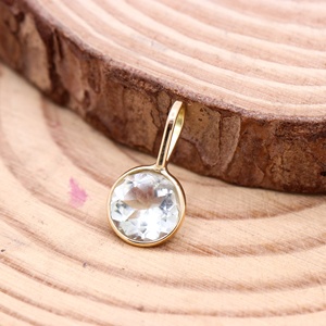 จี้พลอยอเมทิสต์สีเขียวธรรมชาติทรงกลม ตัวเรือนทองคำขาว 14K ประดับพลอยสำหรับผู้หญิง - Product Image 5