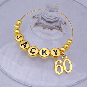 Adornos Decorativos para Mesa de Fiesta, Reutilizables, Portátiles, Personalizados, de Metal Esmaltado, para Copas de Vino, para el 60.º Cumpleaños, Accesorios de Bar - Product Image 2