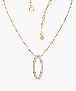 สร้อยคอจี้เพชรรูปวงรีสีทองแบบ14KT - Product Image 2