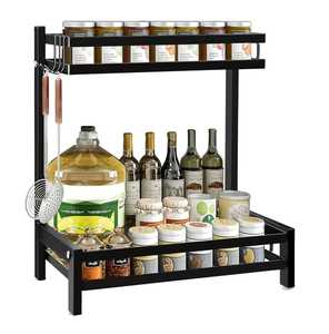 Wall Mounted Spice Rack Organizer 3 Tier Metal Wire Storage Shelf Hanging Seasoning Bottle Holder <b>Kitchen</b> <b>Pantry</b> Cabinet - Product Image 2