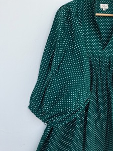 Wholesale Women Green Cotton Polka Dot Maxi Dress <b>Balloon</b> Sleeve Summer Dress - Product Image 3