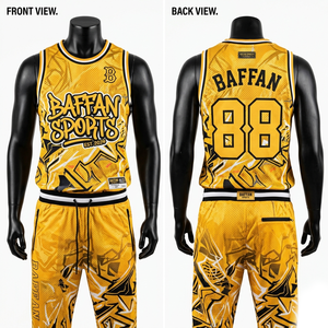 High Quality Polyester Mesh Jersey And <b>Pant</b> Set Yellow Black Abstract Panel Design Custom Printed Logo Mesh Jersey and <b>pant</b> men - Product Image 1