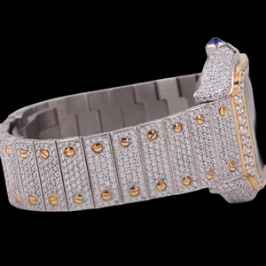 Reloj de Moda con Caja Cuadrada, Cierre Oculto, Movimiento de Cuarzo, Esfera de Cristal, Moissanita con Corte Brillante, Números Romanos, Estilo Hip Hop - Product Image 5