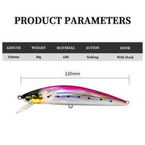Isca Artificial de Pesca em Água Salgada com Dispositivo de <span class=keywords><strong>Flash</strong></span> Integrado 120mm 38g Isca Minnow Dura ABS para Robalo - Product Image 4