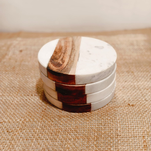 Handcrafted Wooden & Marble <b>Coaster</b> Set – Luxury <b>Drink</b> <b>Coasters</b> for Gifting, Home Décor, Hotel & Restaurant Use (Set of 4) - Product Image 4