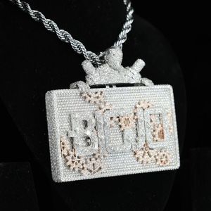 925 Custom Silver Moissanite FHG Full Diamond Pendant with VVS Link Chain Hip Hop Rapper Style Jewelry for Men and Women - Product Image 2