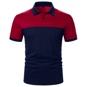 เสื้อโปโลผู้ชาย แขนสั้น ผ้าถัก สีทึบ ลำลอง ทรงปกติ สีแดง สีกรมท่า - Product Image 1