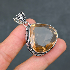 Magnifique pendentif en Morganite synthétique très prisé, en argent sterling 925, fait main, bijou de déclaration, cadeau pour femme - Product Image 2