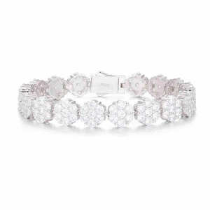 Bracelet tennis unisexe en or avec diamants de laboratoire, motif grappe de fleurs, taille brillant, luxe, hexagone glacé, bijoux fins, vente en gros - Product Image 2