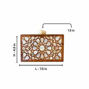 Bolso de mano de madera hecho a mano con incrustaciones de nácar, diseño geométrico, recuerdo de boda, regalo, bolso de noche, bolso de lujo para mujer, bolso de moda. - Product Image 2