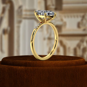Bague de fiançailles en diamant taille marquise 1 carat avec halo à 6 griffes, certifiée IGI, en or blanc/jaune 14 carats, bague certifiée IGI - Product Image 6