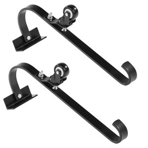 Set di 2 Ganci per Tetto in Acciaio Resistente con Ruota Fissa e Barra Girevole, Estensione per Grondaia, Stabilizzatore per Scala - Product Image 1
