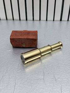 Telescopios de Latón Chapados en Oro de Alta Calidad, Estilo Antiguo, Caja de Cuero Hecha a Mano, Artesanía Antigua del Mundo, Artículo Coleccionable, Uttarakand - Product Image 1