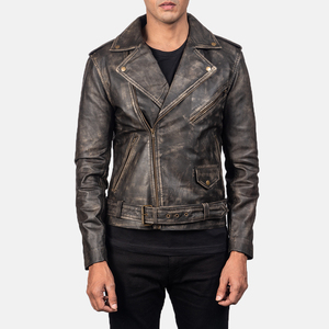 Veste de moto en cuir véritable personnalisée OEM avec fermeture éclair, respirante et écologique, style streetwear d'hiver pour hommes - Product Image 5
