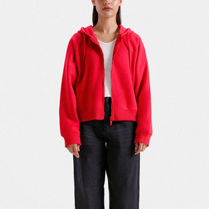 Premium Style Women Winter <b>Crop</b> Zipper Hoodies with Custom Printing 100% Cotton Breathable & Eco-Friendly Flexible Fit - Product Image 1