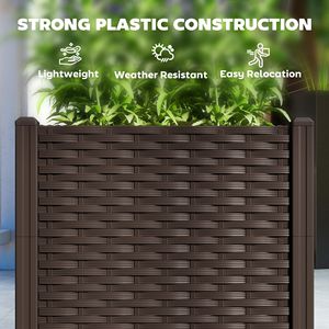 Fioriera Rialzata in Plastica 4x1x1 piedi per Esterni, con Fori di Drenaggio, Peso 5kg, per Ortaggi ed Erbe, Colore Marrone - Product Image 5