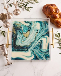 Elegante Bandeja de Servicio y Exhibición de Acrílico Plástico Duradero con Diseño de Animales y Asas para Artículos Rituales Judíos - Product Image 6