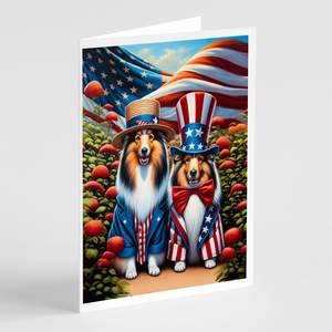 All American Sheltie Whimsical A7 Cartes de vœux Pack de 8 cartes vierges avec enveloppes Taille 5x7 - Product Image 1