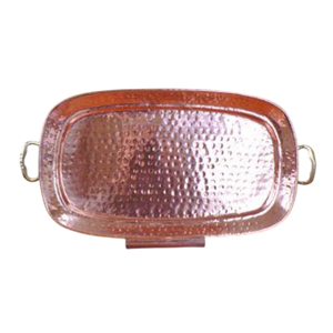 Bandeja Redonda de Cobre Puro Hecha a Mano con Diseño de Henna Grabado, Plato de Comida de Metal de Lujo con Motivo Floral, Tradicional Indio - Product Image 2