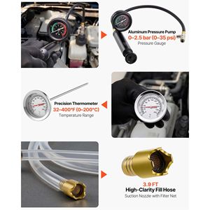 Kit di ricarica radiatore sottovuoto da 28 pezzi, universale per sistemi di raffreddamento automobilistici, tester di pressione con 4 adattatori, kit tester liquido refrigerante - Product Image 6